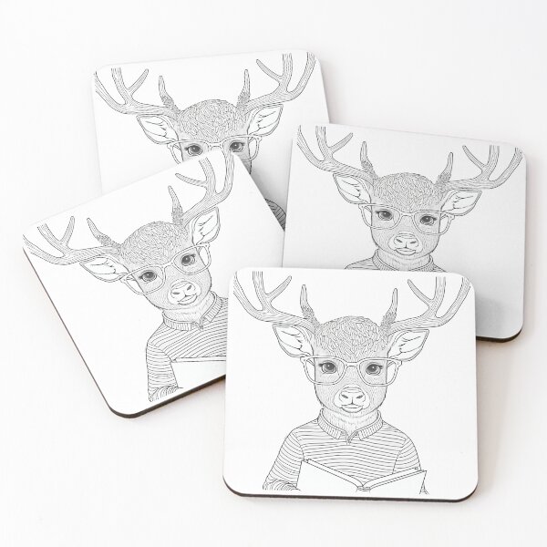 Item preview, Deer human style Cute Deer reading book with long antler designed and sold by MaxEXP.