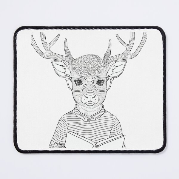Item preview, Deer human style Cute Deer reading book with long antler designed and sold by MaxEXP.