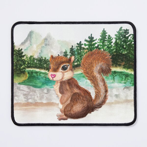 Item preview, Baby squirrel at the lake in the forest painting designed and sold by HajnalkArt.