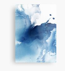 Indigo Blue Sea, Abstract Ink Painting Metal Print
