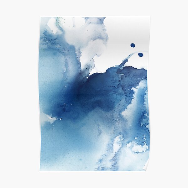 Indigo Blue Sea, Abstract Ink Painting Poster