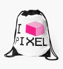 I Love Pixel Drawstring Bag