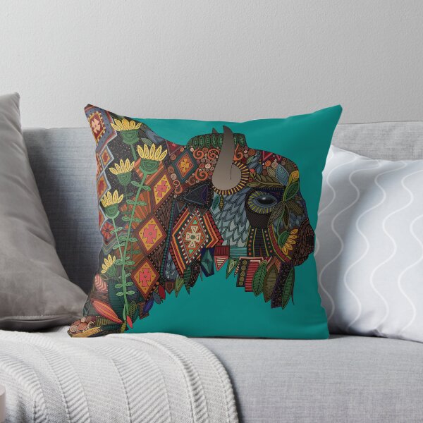 bison teal Throw Pillow
