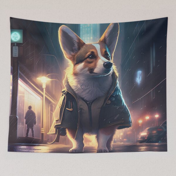Item preview, Cute Corgi Detective Anime Cyberpunk designed and sold by AIWanderer.