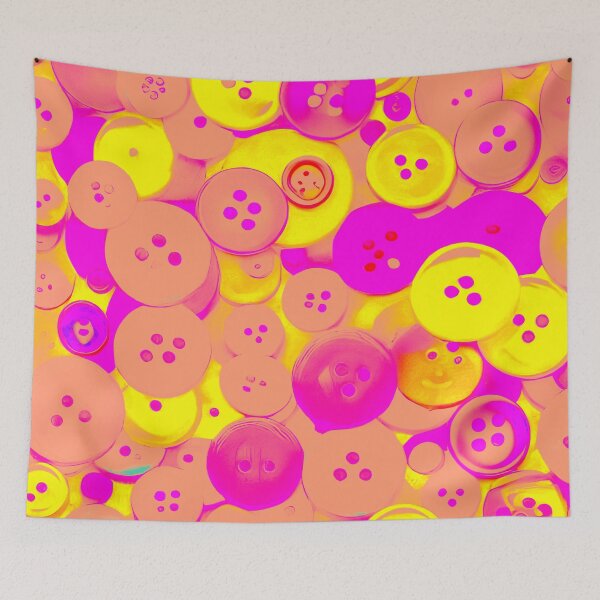 Item preview, Mauve and Yellow Abstract Buttons designed and sold by asurtiumgreen.