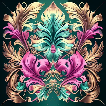 Imagen de la obra Baroque Extreme Pastel Tropical Pattern Digital Painting de CodeAndColors