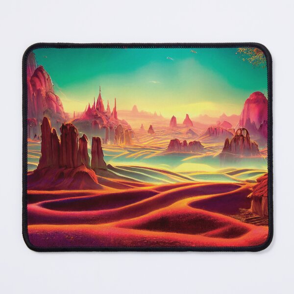 Item preview, a painting of a landscape with mountains and planets designed and sold by DesignAtYO.