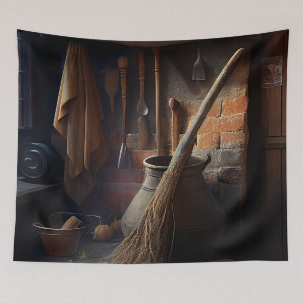 Item preview, A Rustic Kitchen Broomstick Digital Painting designed and sold by CodeAndColors.