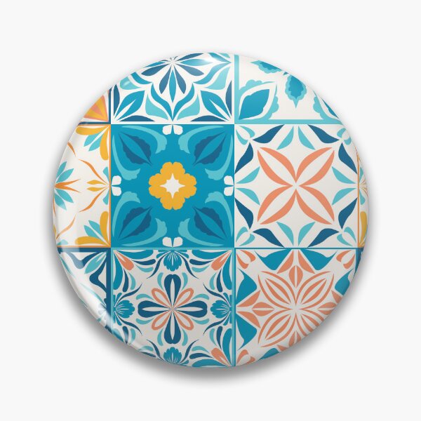 Item preview, Ornate tiles in blue and orange designed and sold by Katerina Mitkova Kirilova.