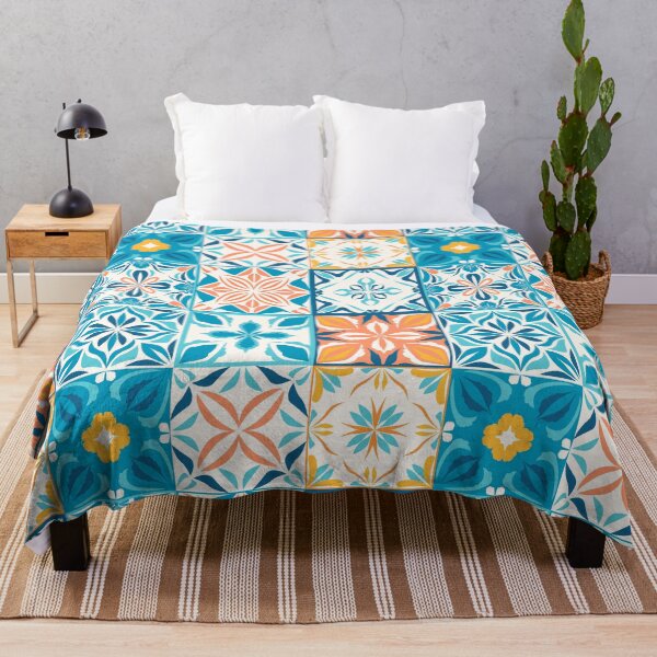 Item preview, Ornate tiles in blue and orange designed and sold by Katerina Mitkova Kirilova.