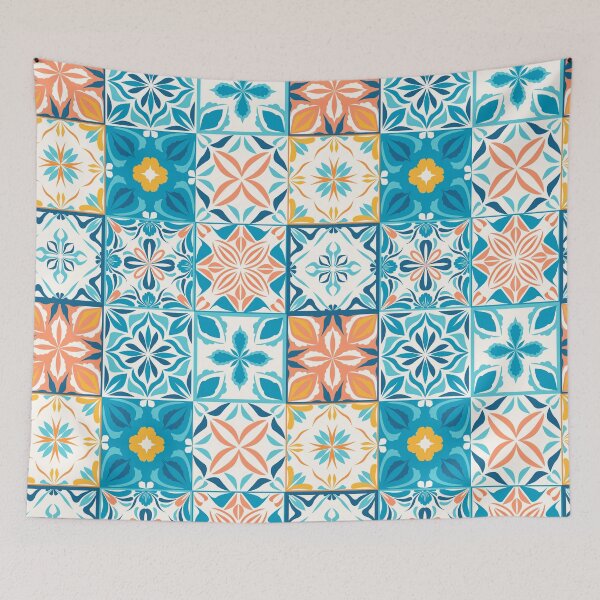 Item preview, Ornate tiles in blue and orange designed and sold by Katerina Mitkova Kirilova.
