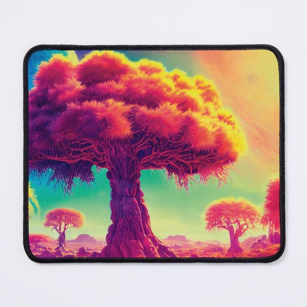 Item preview, a painting of a colorful landscape with trees and planets designed and sold by DesignAtYO.