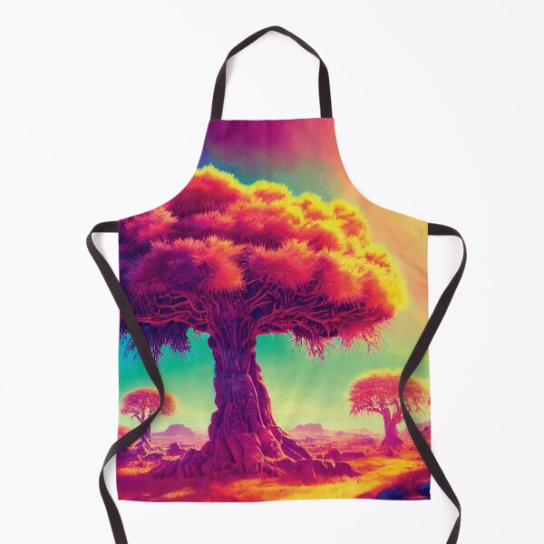 Item preview, a painting of a colorful landscape with trees and planets designed and sold by DesignAtYO.