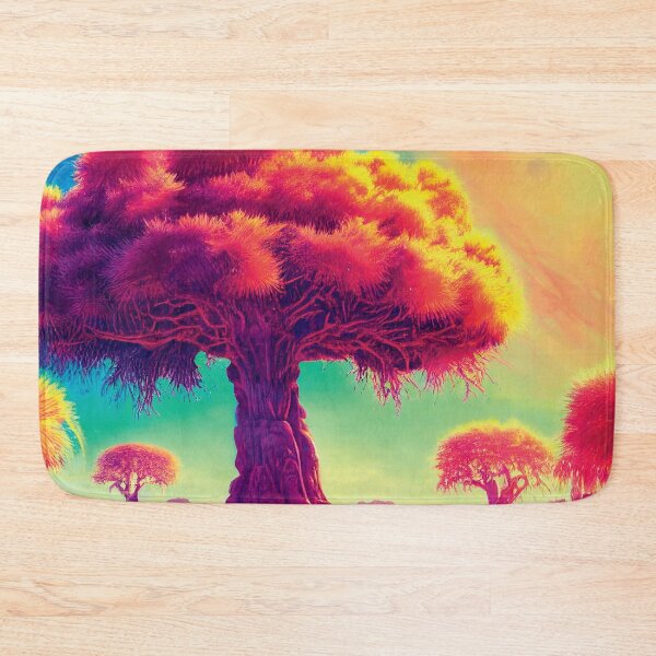 Item preview, a painting of a colorful landscape with trees and planets designed and sold by DesignAtYO.