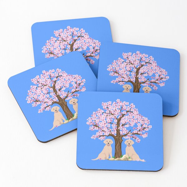 Item preview, Labrador Retriever Sitting Under Spring Sakura Tree designed and sold by SeasonalDogs.