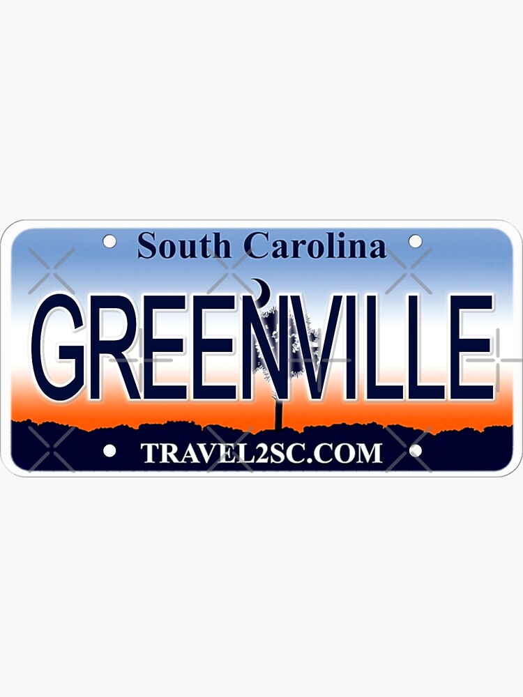 "Greenville South Carolina License Plate" Sticker by mvotd Redbubble