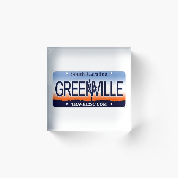 Greenville South Carolina License Plate Acrylic Block