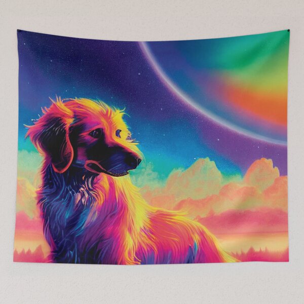 Item preview, a painting of a dog sitting in the grass designed and sold by DesignAtYO.