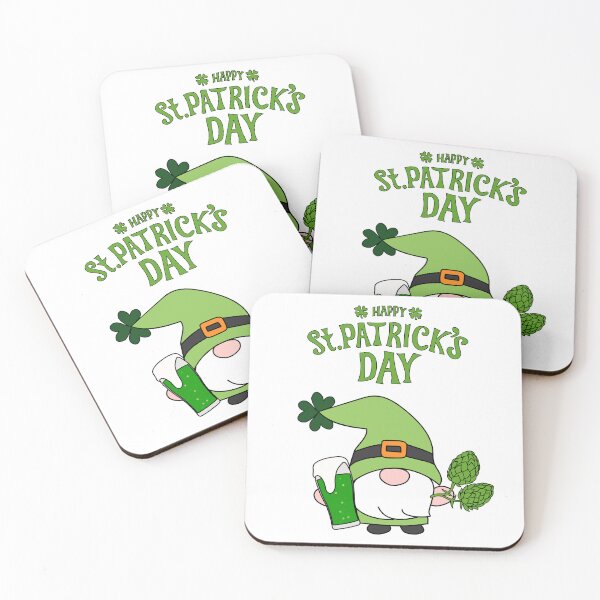 Item preview, Hand drawn vector gnome with green beer and hop plant with st patrick's day greeting designed and sold by Familyshmot.