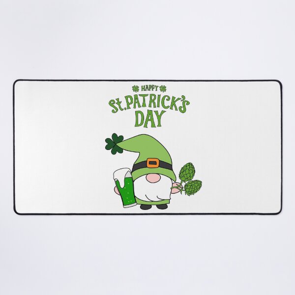 Item preview, Hand drawn vector gnome with green beer and hop plant with st patrick's day greeting designed and sold by Familyshmot.