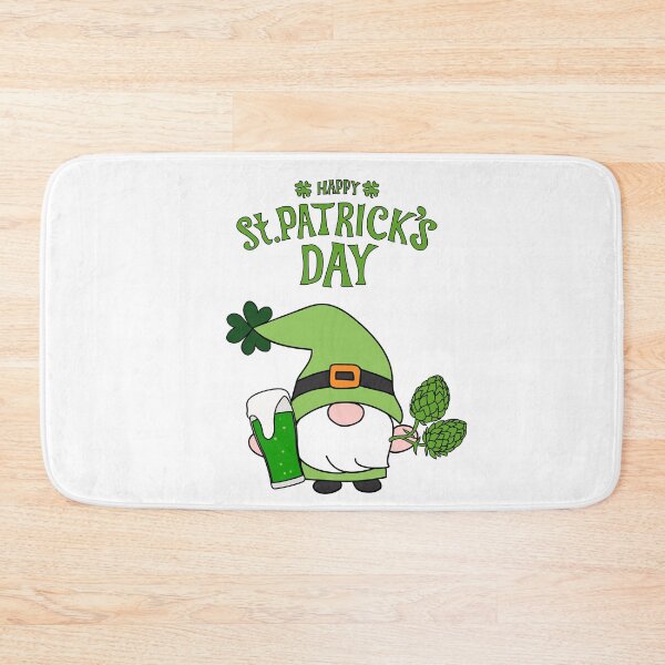 Item preview, Hand drawn vector gnome with green beer and hop plant with st patrick's day greeting designed and sold by Familyshmot.