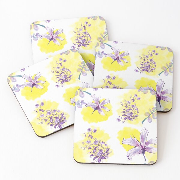 Item preview, Purple Flowers on Yellow designed and sold by RiadMannan.