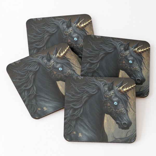 Item preview, Fierce Black Unicorn (Equine) with Blue Eyes designed and sold by Dragonstrom.