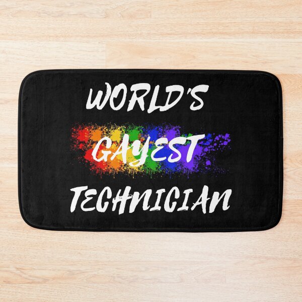 Item preview, World's Gayest Technician LGBT Joke With Rainbow Colors For Proud Technicians In Black designed and sold by LuckyKermit.