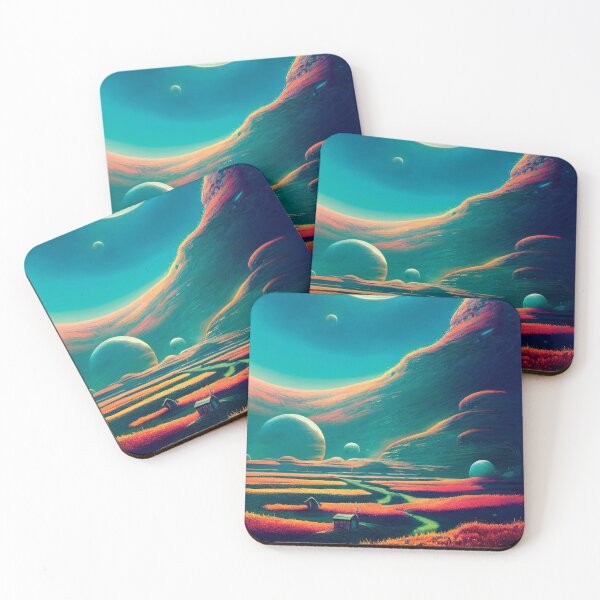 Item preview, a painting of a landscape with planets in the background designed and sold by DesignAtYO.