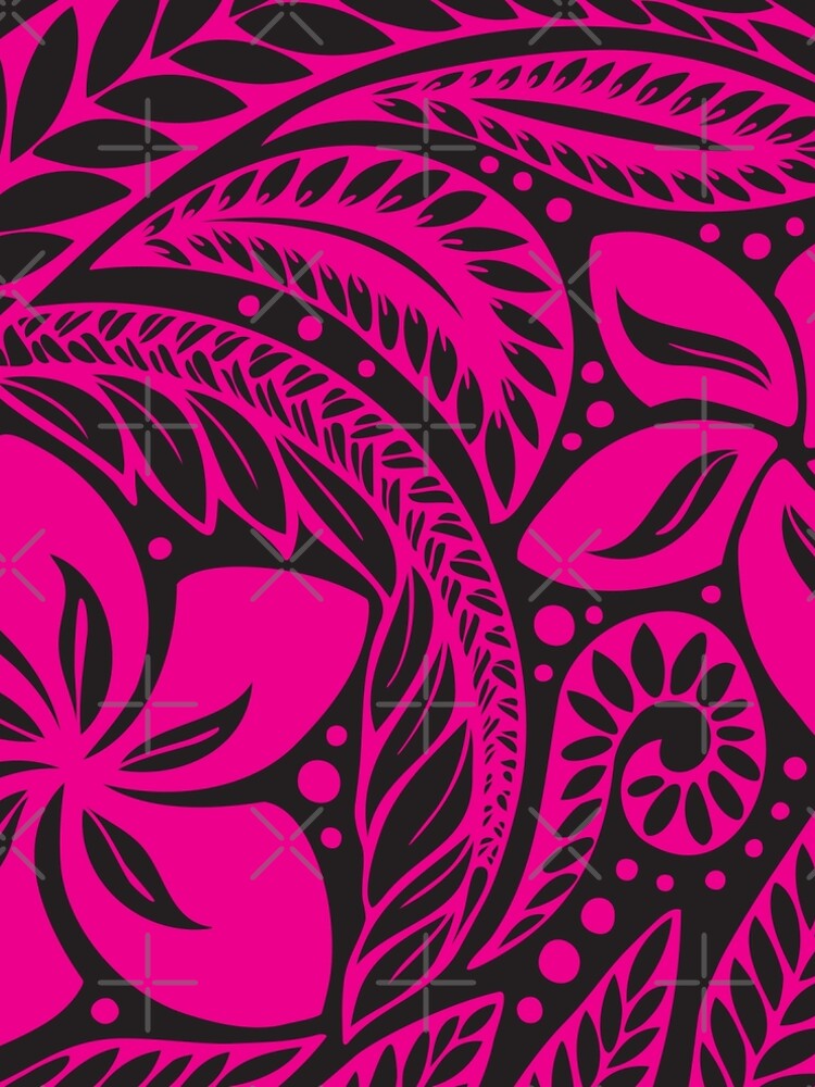 Pink Over Black Polynesian New Zealand Floral Tattoo by AyeletF