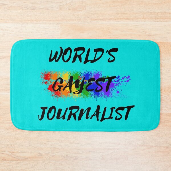 Item preview, World's Gayest Journalist LGBT Humor With Rainbow Colors For Proud Gay Journalists In Cyan designed and sold by LuckyKermit.
