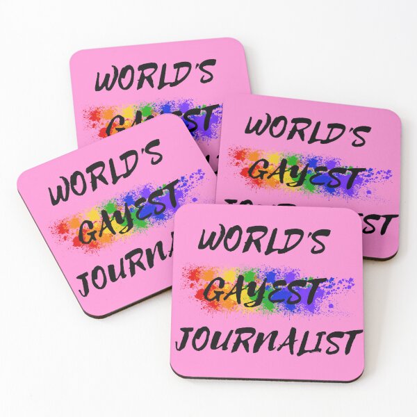 Item preview, World's Gayest Journalist LGBT Humor With Rainbow Colors For Proud Gay Journalists In Pink designed and sold by LuckyKermit.