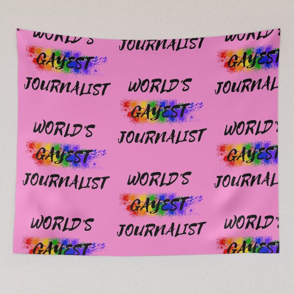 Item preview, World's Gayest Journalist LGBT Humor With Rainbow Colors For Proud Gay Journalists In Pink designed and sold by LuckyKermit.