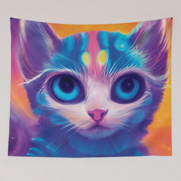 Item preview, a painting of a cat with blue eyes designed and sold by DesignAtYO.