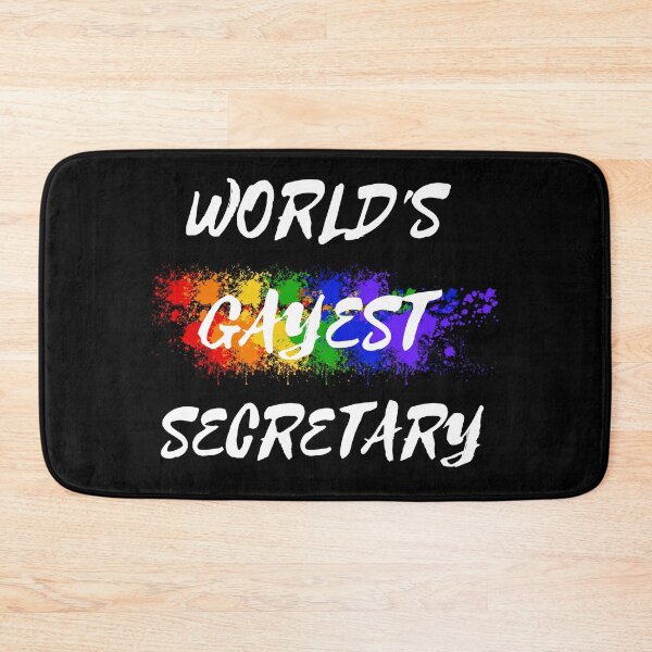 Item preview, World's Gayest Secretary LGBT Humor With Rainbow Colors For Proud Gay Secretaries In Black designed and sold by LuckyKermit.