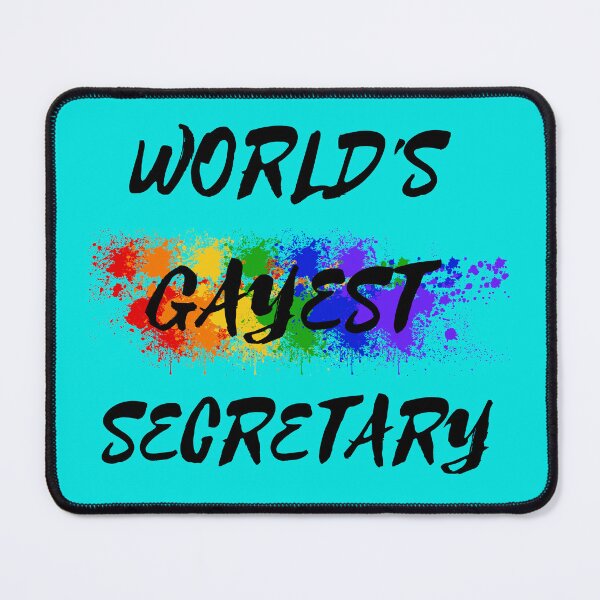 Item preview, World's Gayest Secretary LGBT Humor With Rainbow Colors For Proud Gay Secretaries In Cyan designed and sold by LuckyKermit.