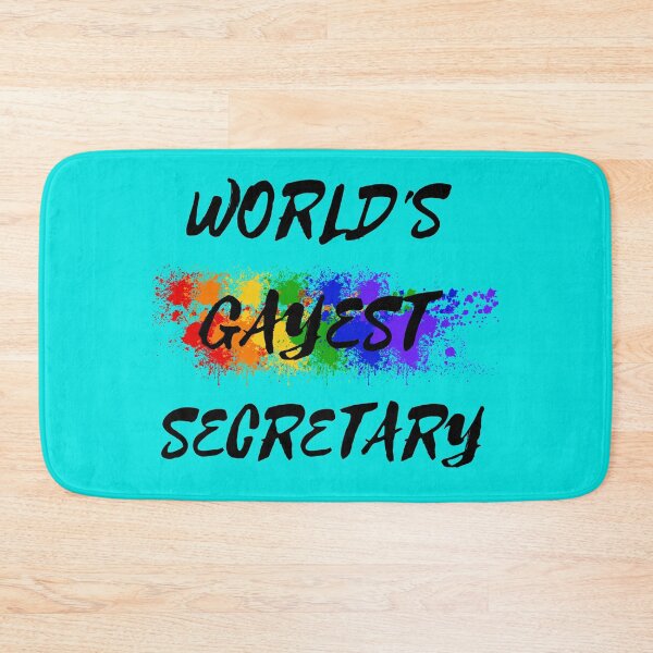 Item preview, World's Gayest Secretary LGBT Humor With Rainbow Colors For Proud Gay Secretaries In Cyan designed and sold by LuckyKermit.