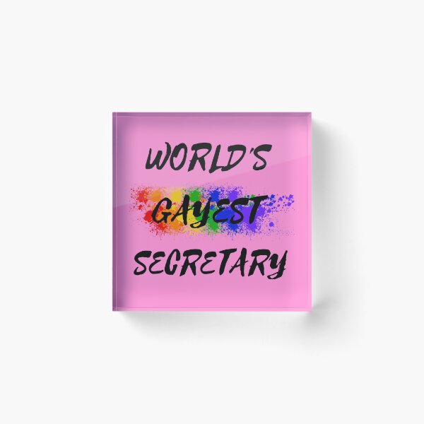 Item preview, World's Gayest Secretary LGBT Humor With Rainbow Colors For Proud Gay Secretaries In Pink designed and sold by LuckyKermit.