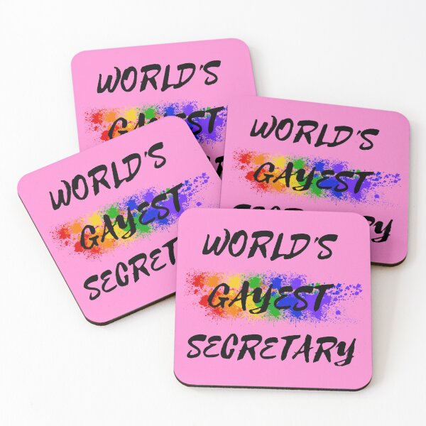 Item preview, World's Gayest Secretary LGBT Humor With Rainbow Colors For Proud Gay Secretaries In Pink designed and sold by LuckyKermit.