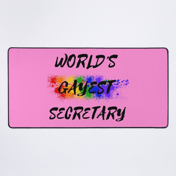 Item preview, World's Gayest Secretary LGBT Humor With Rainbow Colors For Proud Gay Secretaries In Pink designed and sold by LuckyKermit.