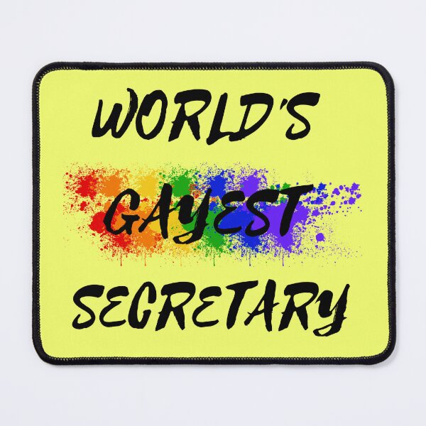 Item preview, World's Gayest Secretary LGBT Humor With Rainbow Colors For Proud Gay Secretaries In Yellow designed and sold by LuckyKermit.