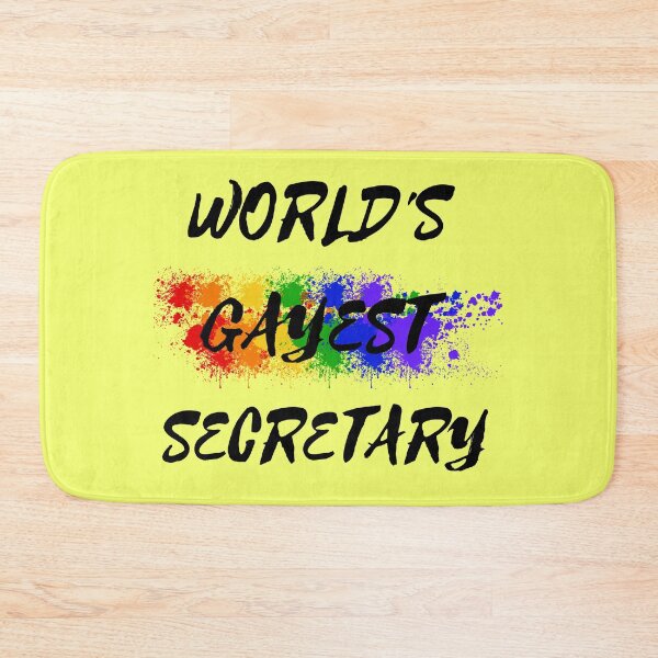 Item preview, World's Gayest Secretary LGBT Humor With Rainbow Colors For Proud Gay Secretaries In Yellow designed and sold by LuckyKermit.