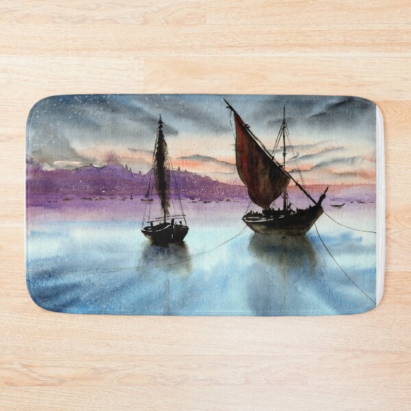 Item preview,  Watercolor sailing boats in the sea designed and sold by MaryWatercolor.