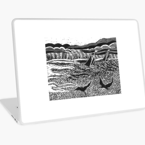 A windy day Sail black and white drawing Laptop Skin