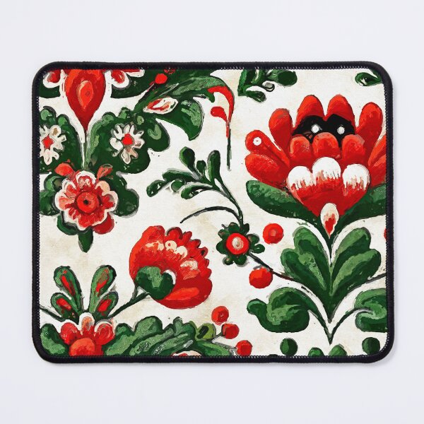 Item preview, Folklore motif red flowers designed and sold by JBJart.