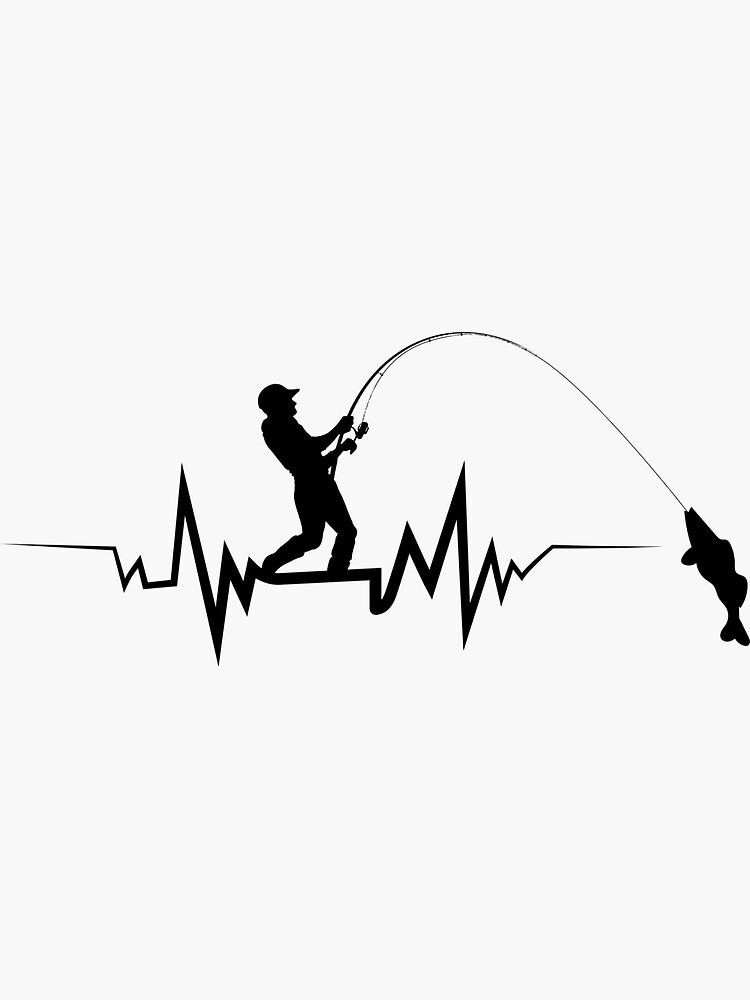 Fishing Heartbeat Cool Beat T-Shirt Great Gift For Fisherman Sticker for  Sale by suvil