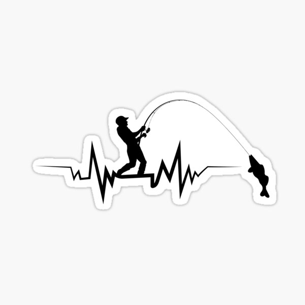 Fly Fishing Man Heartbeat in Fishing Line Sticker for Sale by FishHuntLife