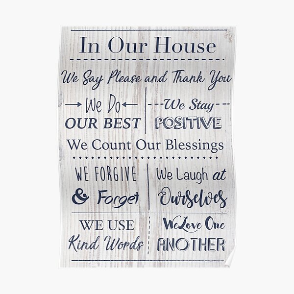 "House Rules to Live By Print" Poster for Sale by Claireandrewss