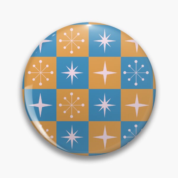 Item preview, Checkered Retro Starbursts pattern on yellow and blue squares   designed and sold by Yasminepatterns .