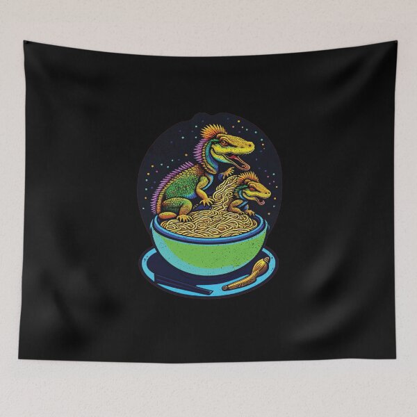 Item preview, Funny Bearded Dragons Eating Noodles designed and sold by Trendy Valley .